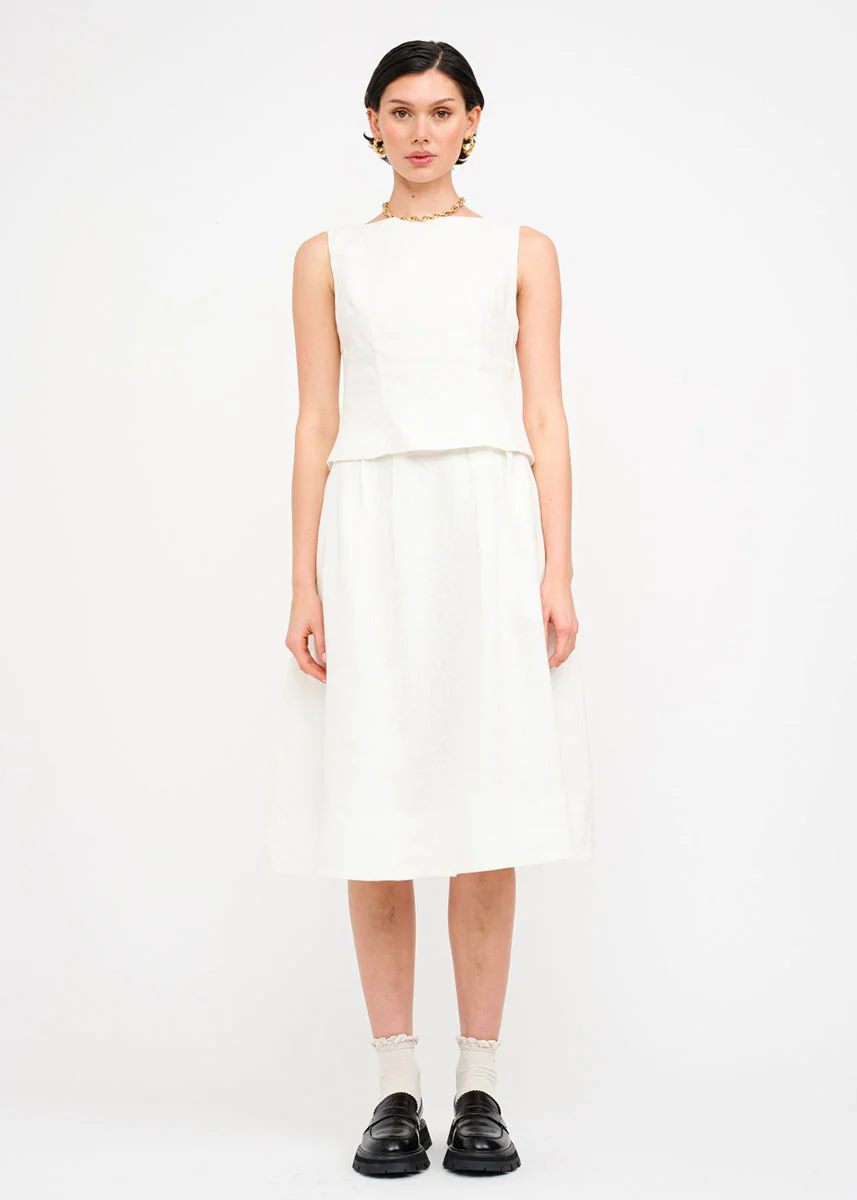 Josefina Linen Sleeveless Top - Off White - Image 5