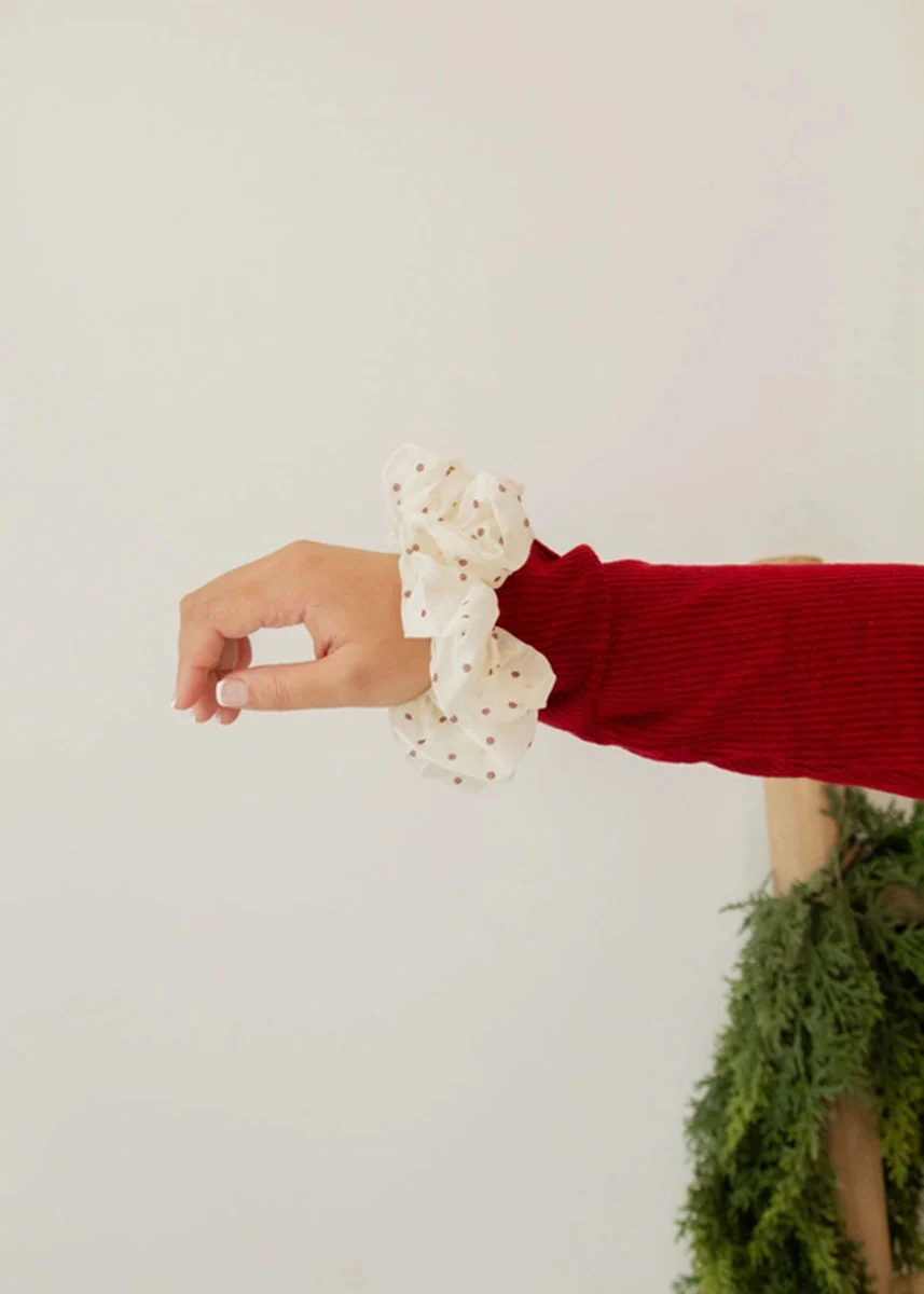 Jumbo Spotted Scrunchie - Red - Image 2