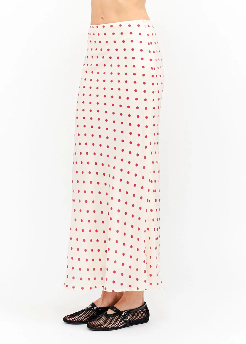 Kalila Polka Dot Maxi Skirt - Cream - Image 2