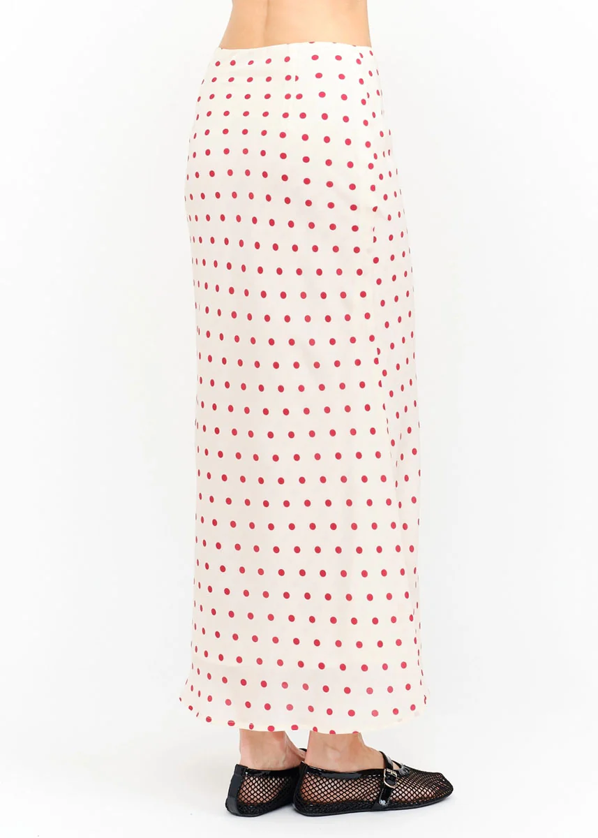 Kalila Polka Dot Maxi Skirt - Cream - Image 4
