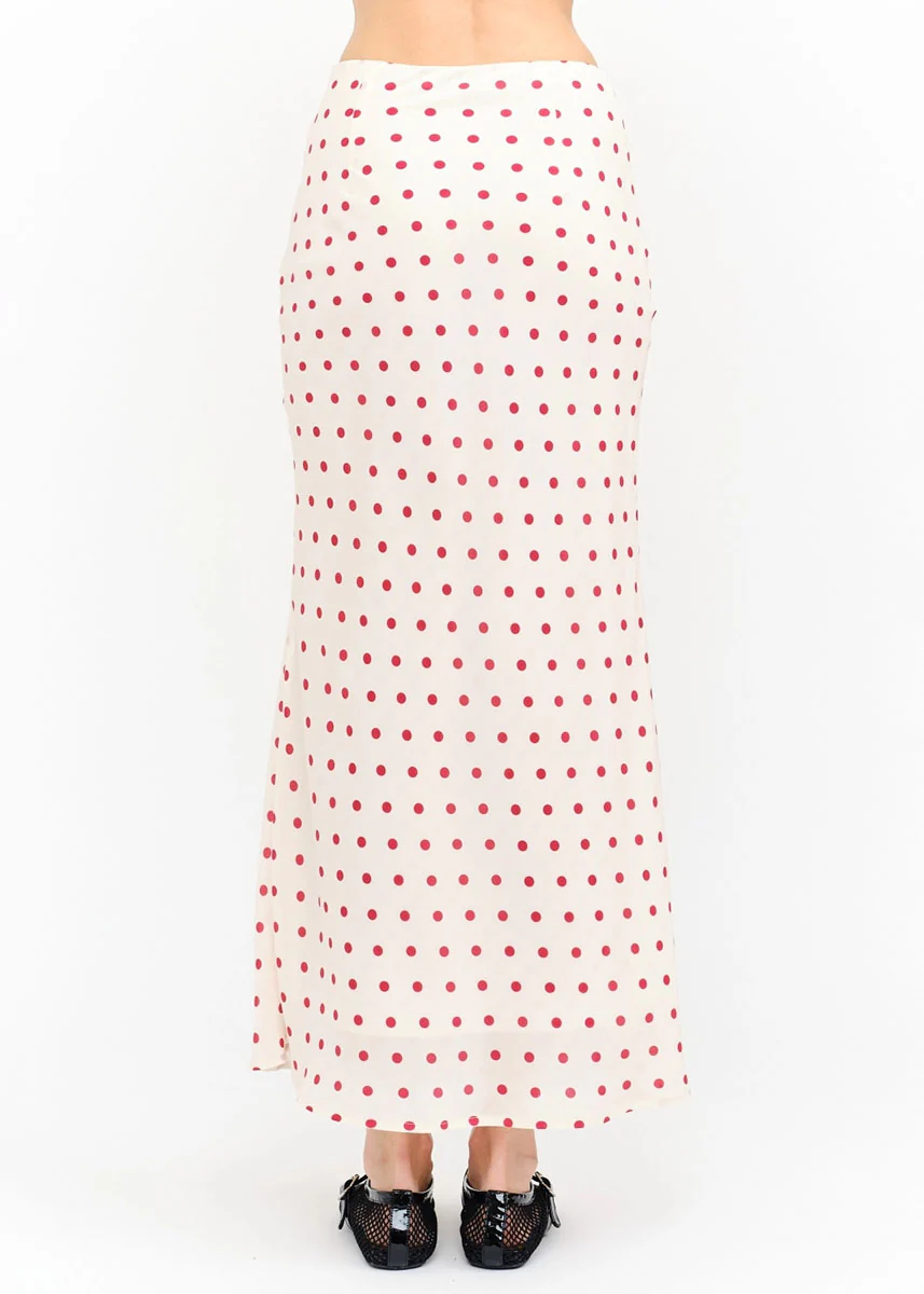 Kalila Polka Dot Maxi Skirt - Cream - Image 5
