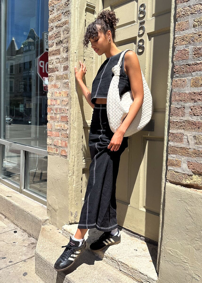 Kenzy Linen Maxi Skirt - Black - Image 4