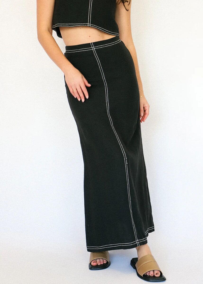 Kenzy Linen Maxi Skirt - Black - Image 6