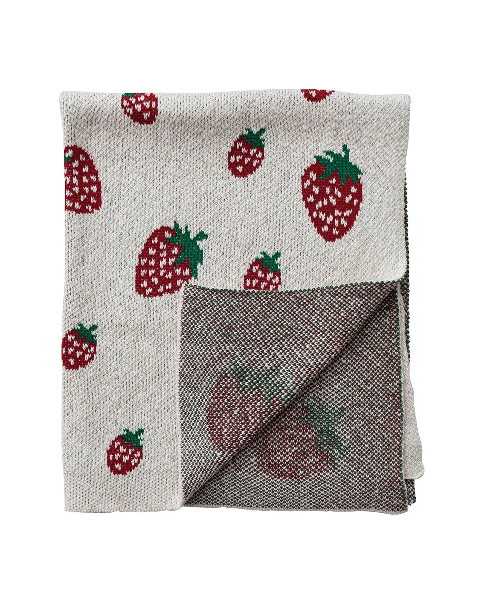 Knit Baby Blanket - Strawberries - Image 2
