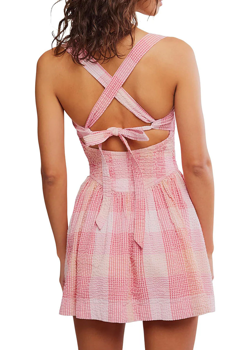 Laurel Plaid Mini Dress - Pink Combo - Image 4