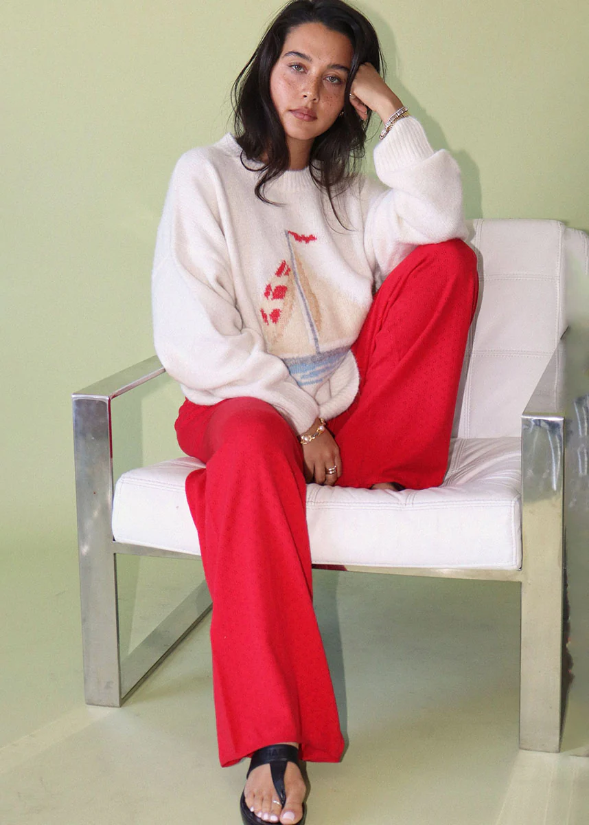 Leighton Sailboat Sweater - Cream - Image 3