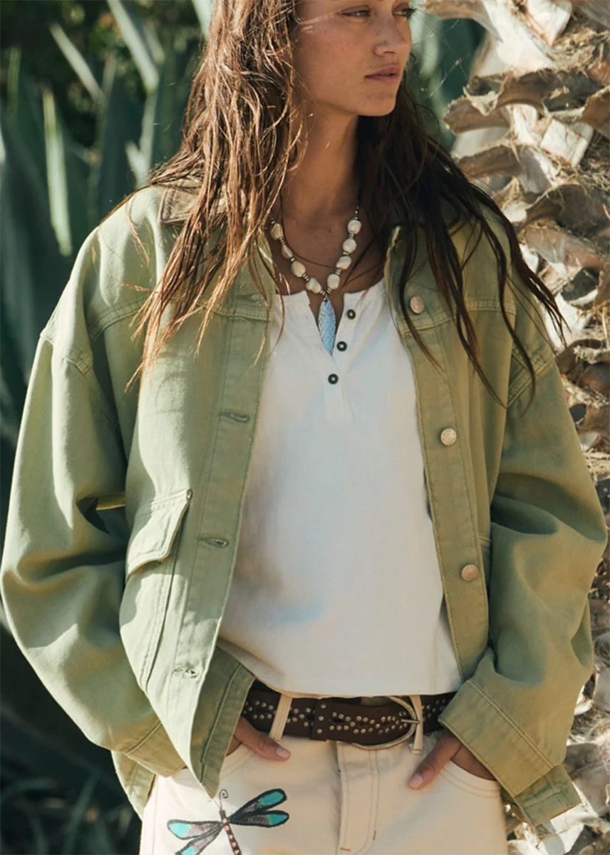 Lemon Denim Jacket - Washed Sage - Image 3