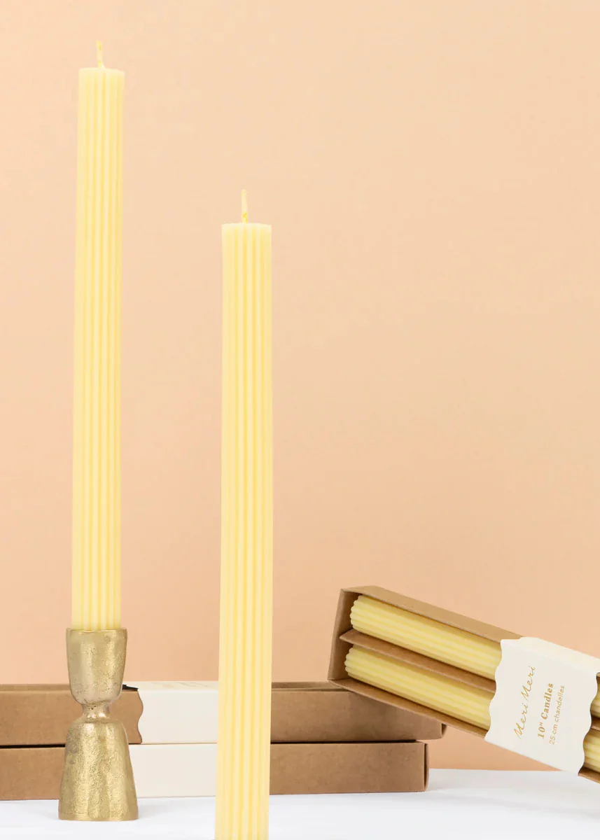 Lemon Sherbet Yellow Table Candles - Image 4