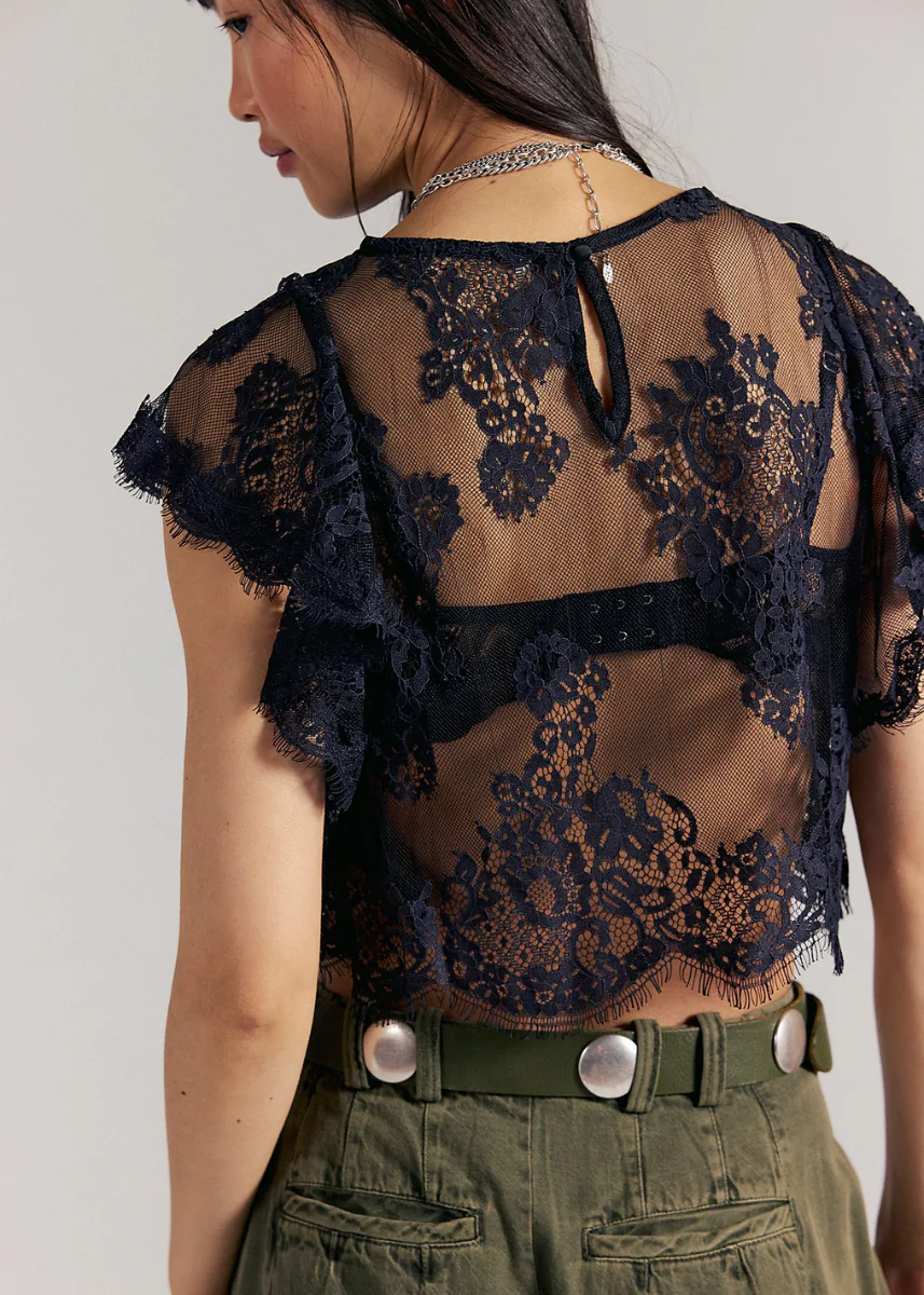 Lunar Ash Lace Top - Black - Image 3
