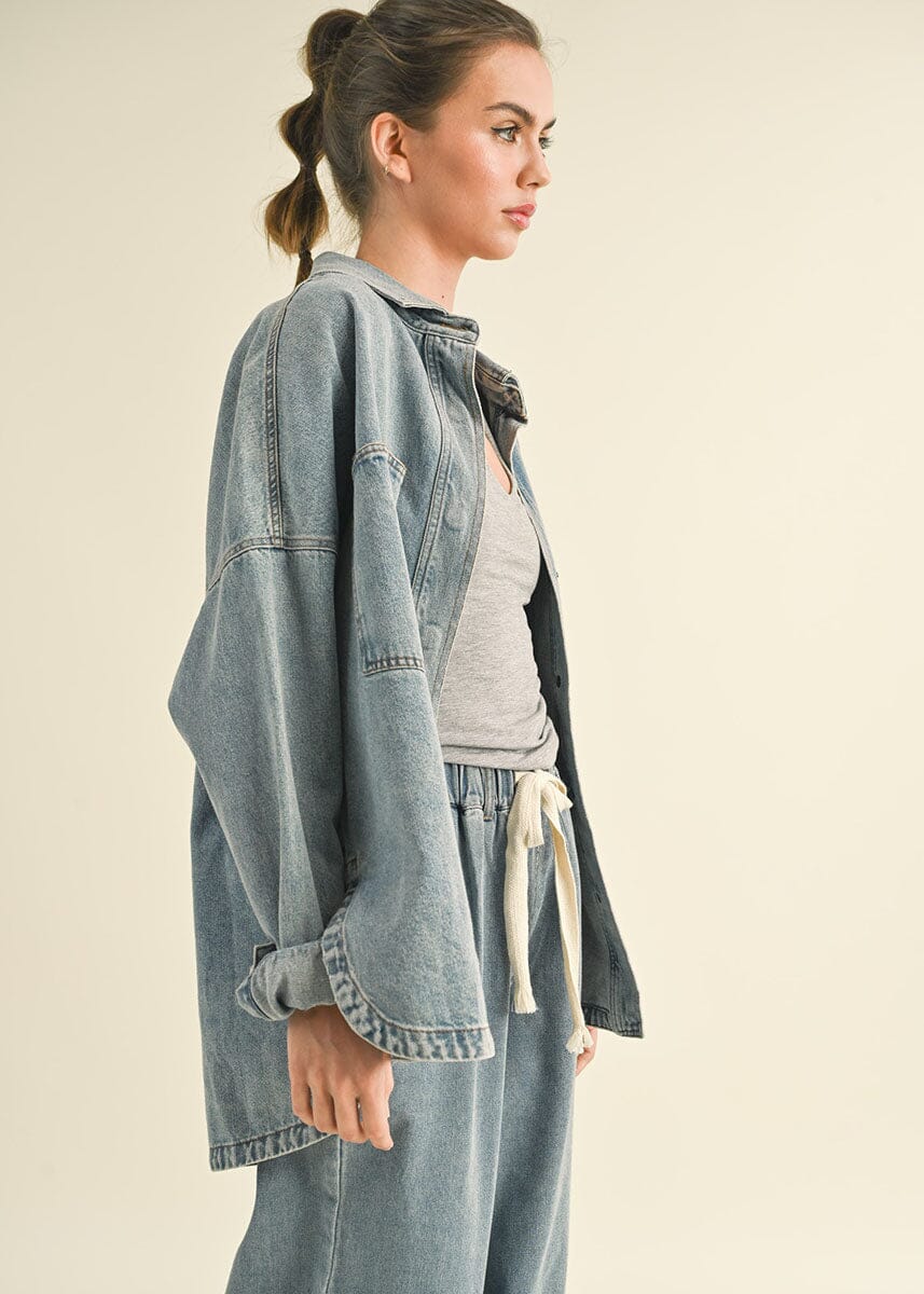Mackenzie Washed Denim Snap Shacket - Image 3