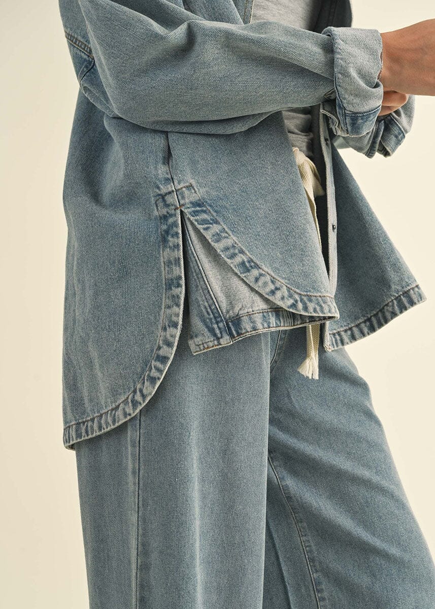 Mackenzie Washed Denim Snap Shacket - Image 4