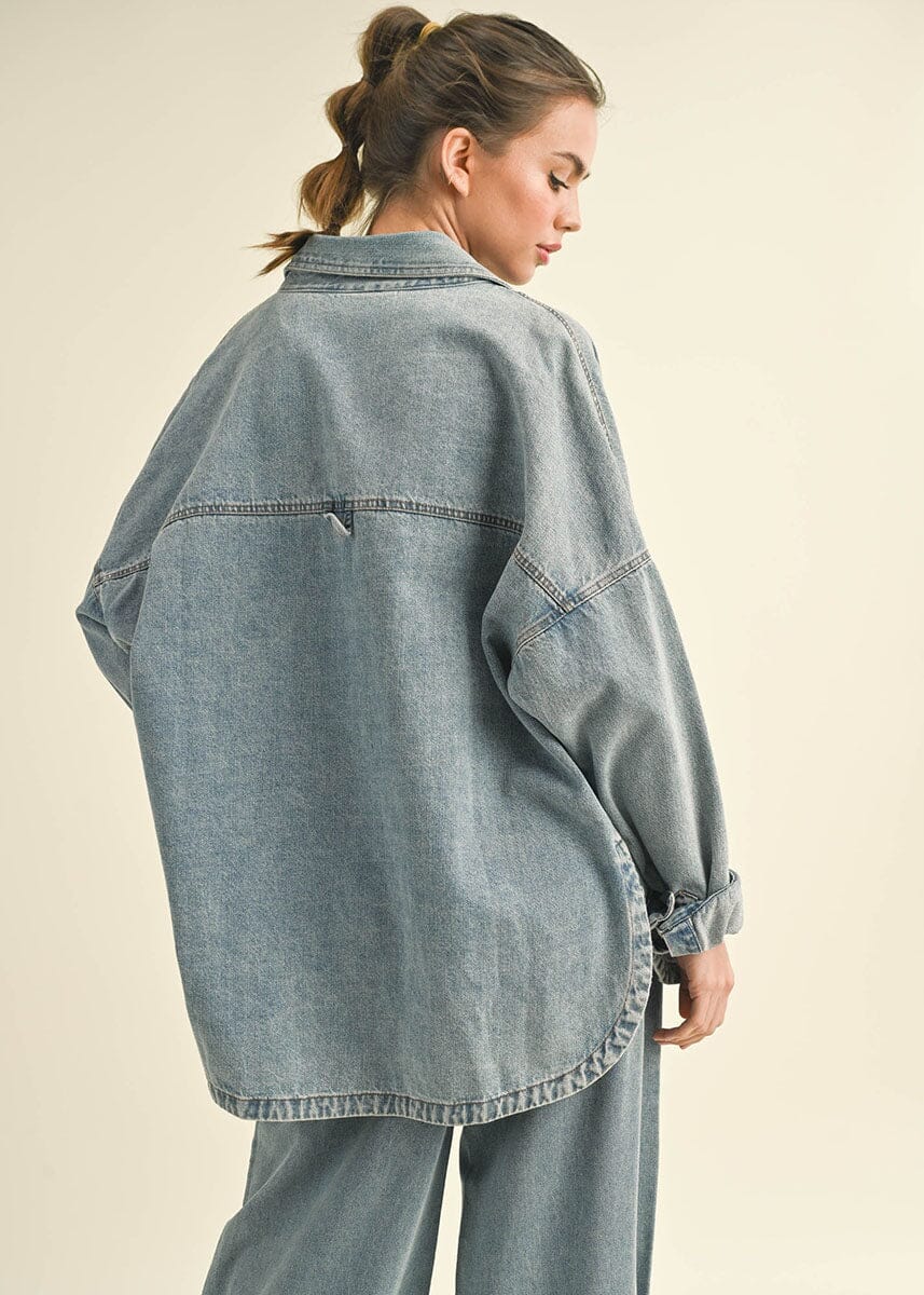 Mackenzie Washed Denim Snap Shacket - Image 5