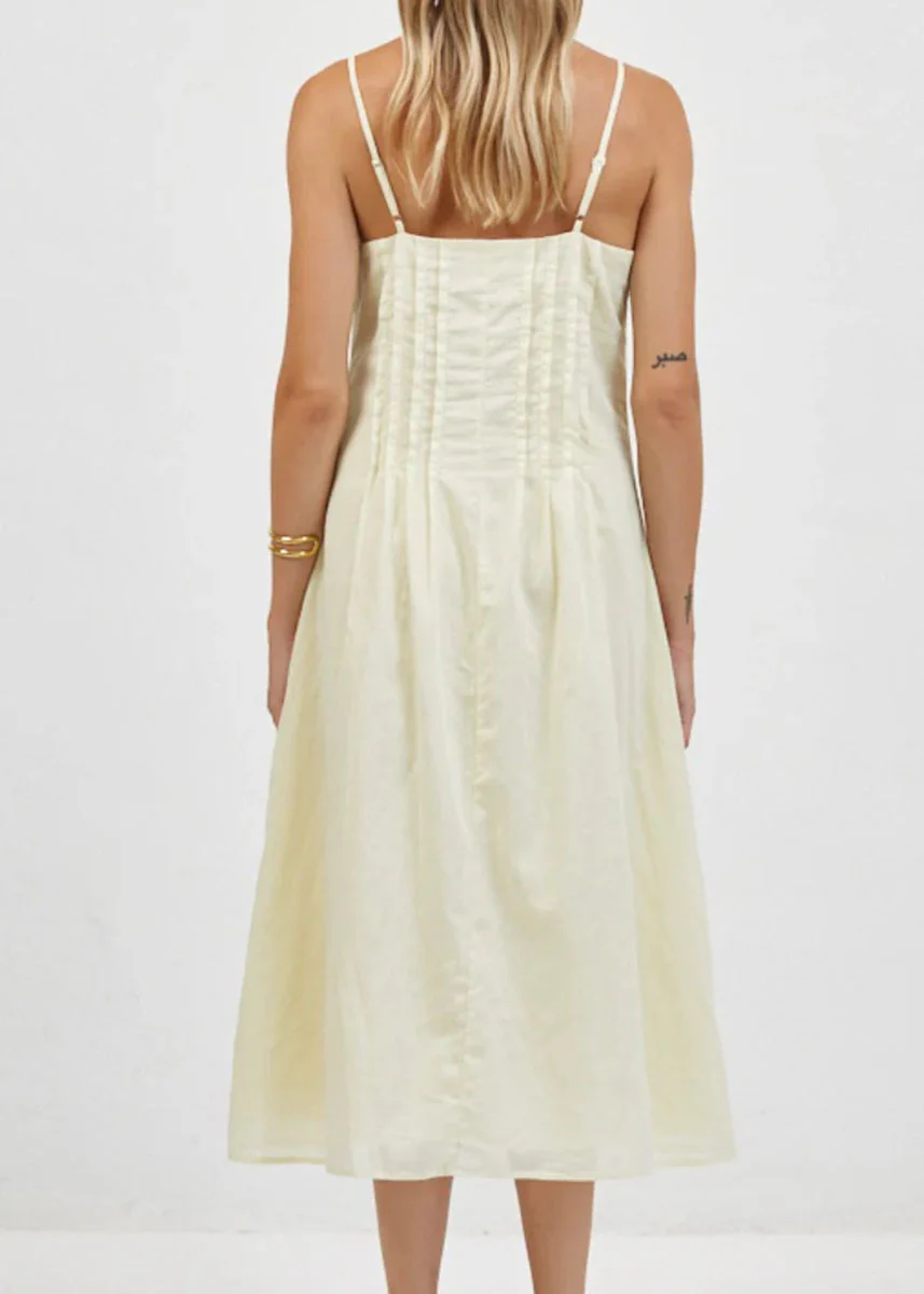Madine Sleeveless Midi Dress - Pastel Yellow - Image 3