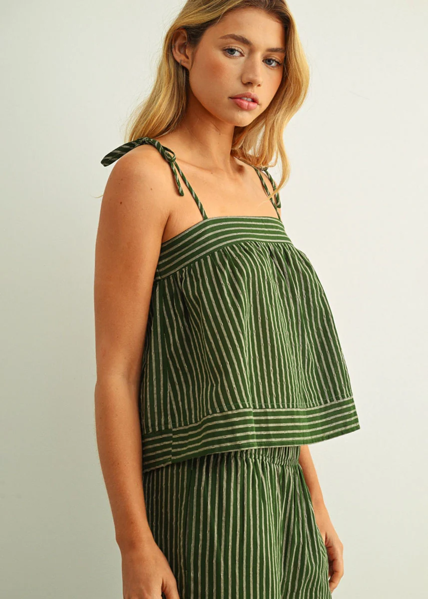 Maisie Striped Flowy Top - Green - Image 3