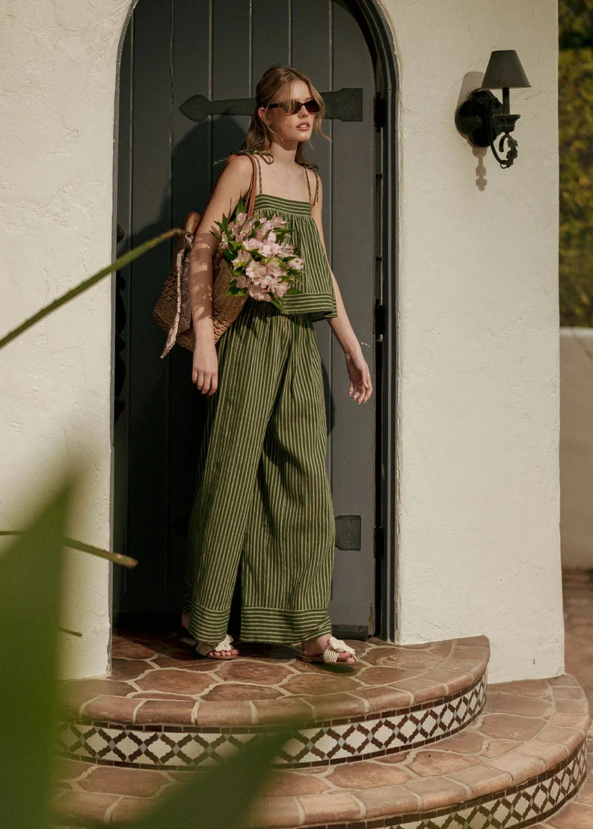 Maisie Striped Flowy Top - Green - Image 4