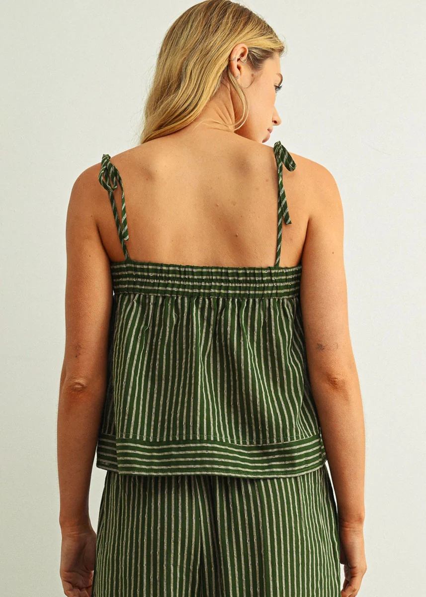 Maisie Striped Flowy Top - Green - Image 6