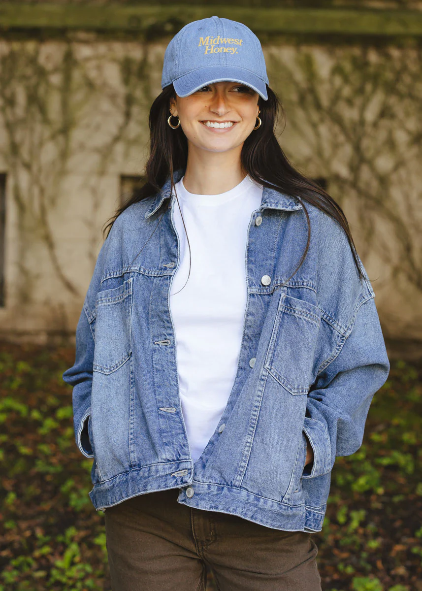 Midwest Honey Dad Hat - Dark Denim - Image 2