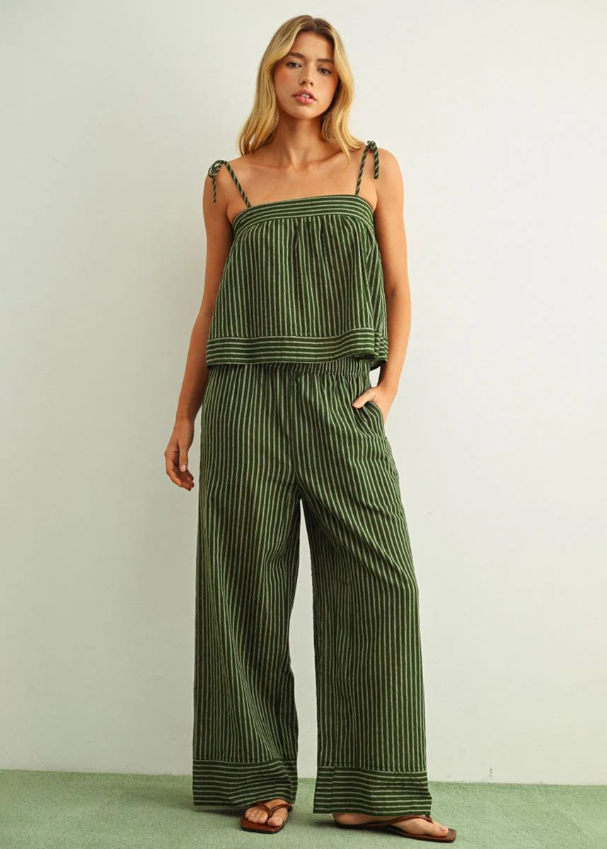 Maisie Striped Flowy Top - Green - Image 7