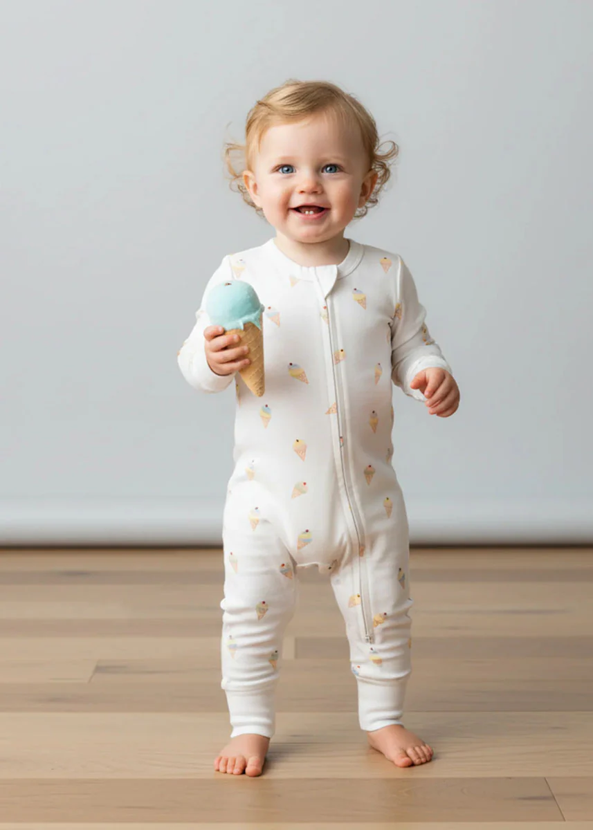 Organic 2-Way Zipper Romper - Ice Cream - Image 2