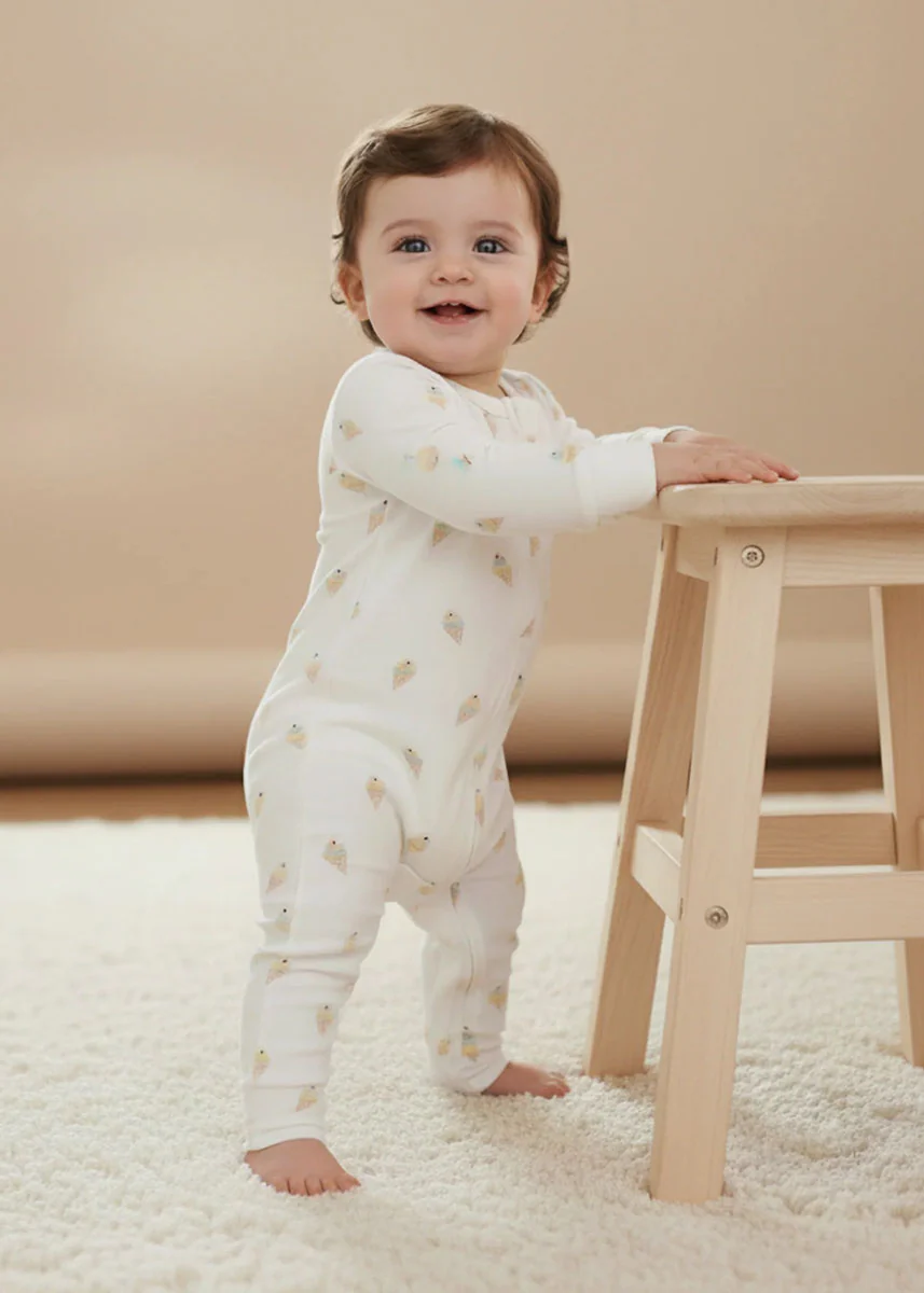 Organic 2-Way Zipper Romper - Ice Cream - Image 3