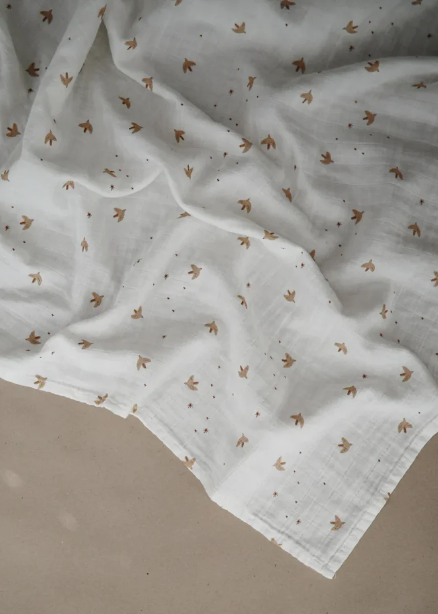 Organic Cotton Muslin Swaddle Blanket - Sparrow - Image 2
