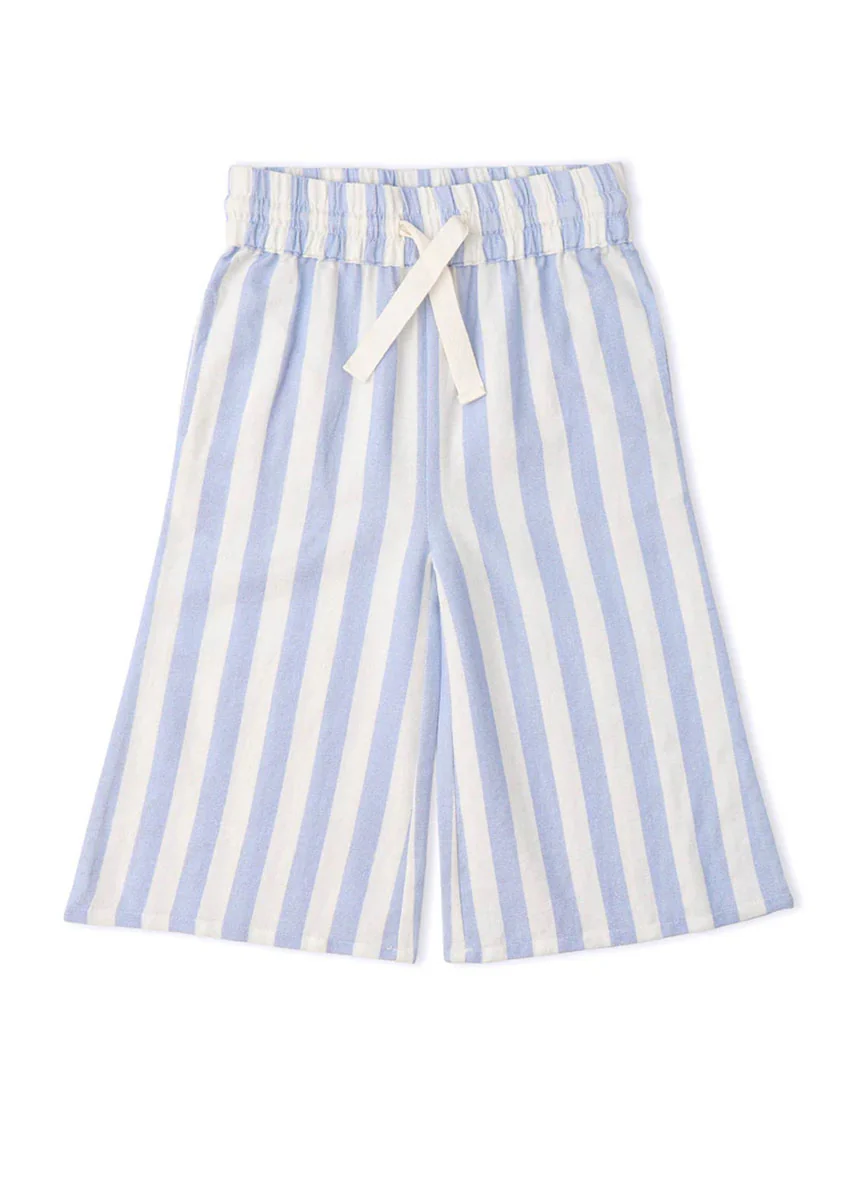 Organic Ruffle Top & Pant Set - Blue Stripes - Image 4