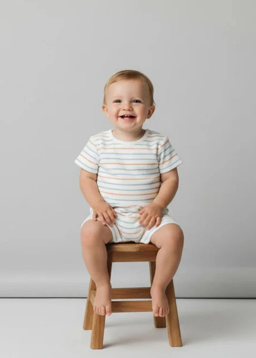 Organic Short Romper - Cabana Stripes - Image 2