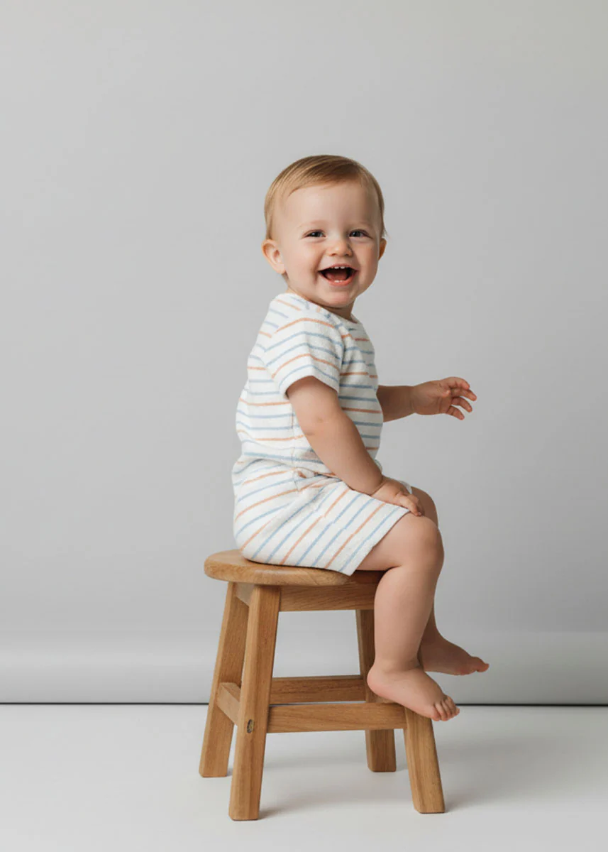 Organic Short Romper - Cabana Stripes - Image 3