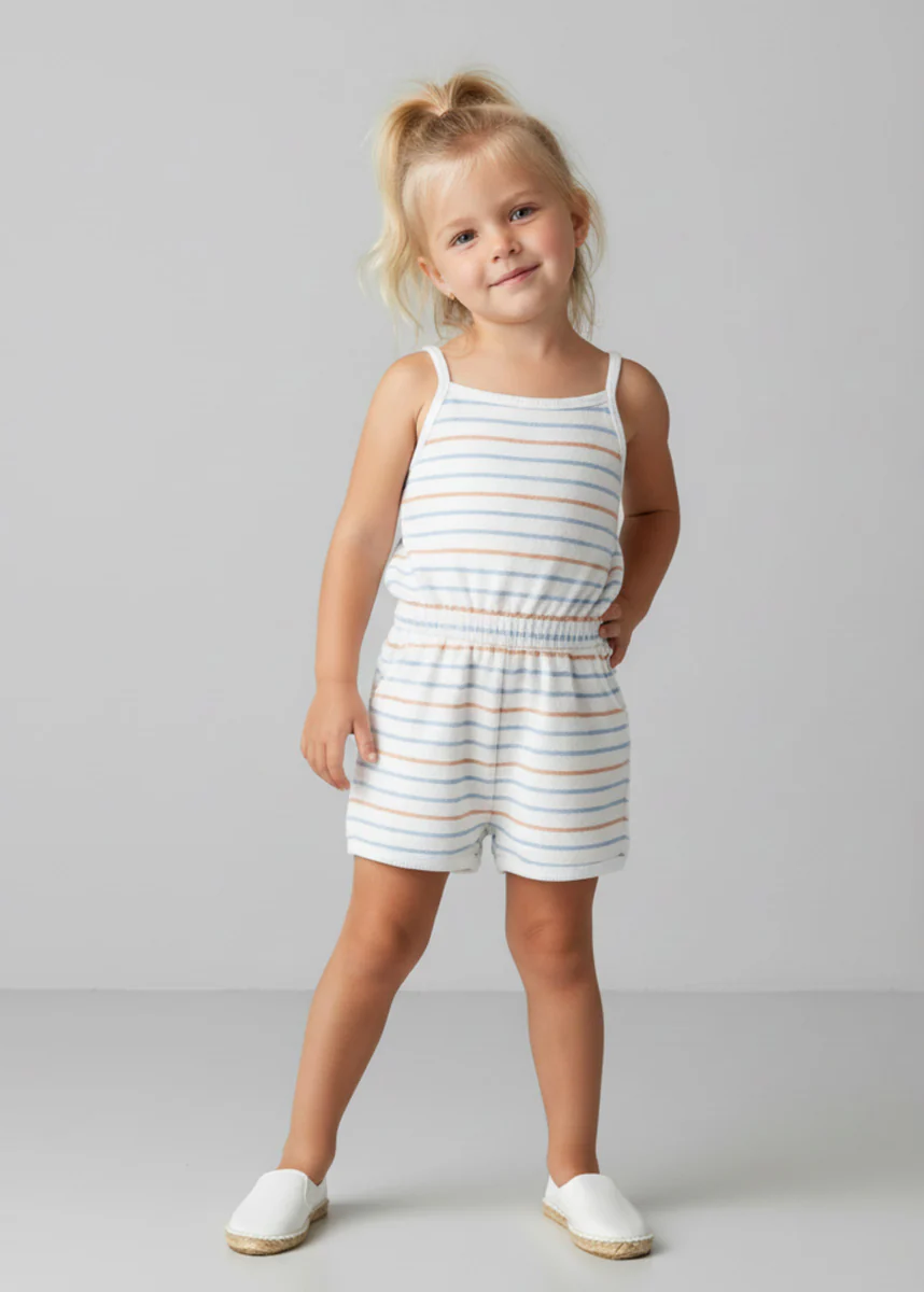 Organic Terry Tank Romper - Cabana Stripes - Image 2