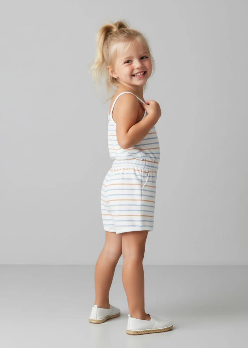 Organic Terry Tank Romper - Cabana Stripes - Image 3