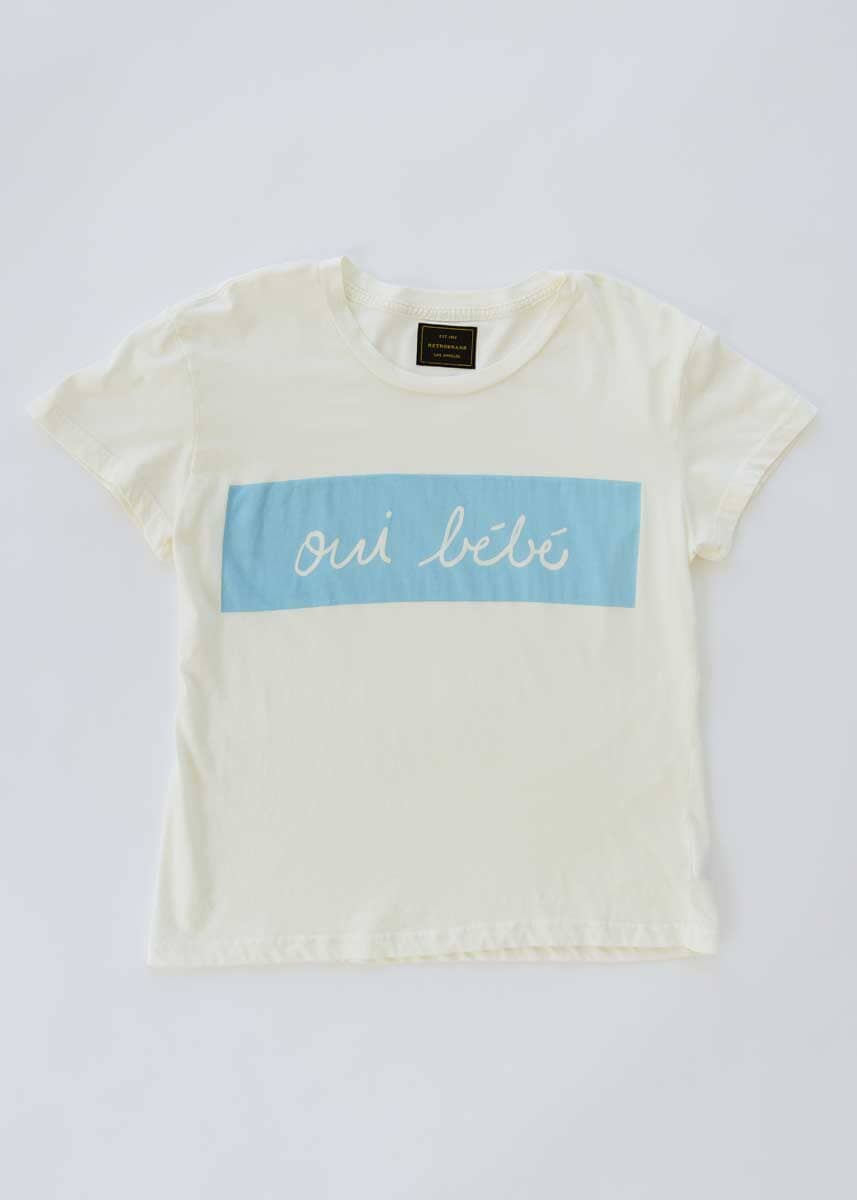 Oui Bebe Vintage Cursive T-Shirt - Blue - Image 6