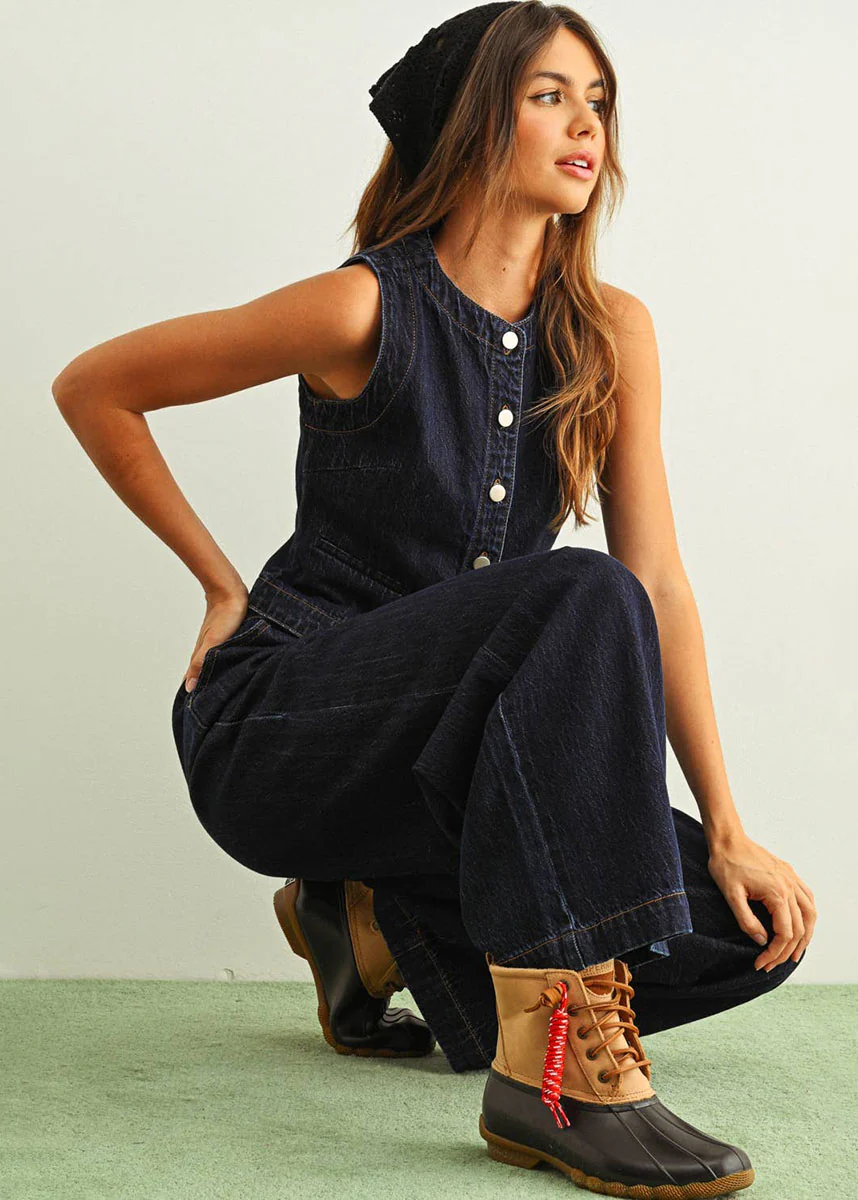 Padma Denim Button Front Vest - Indigo - Image 3