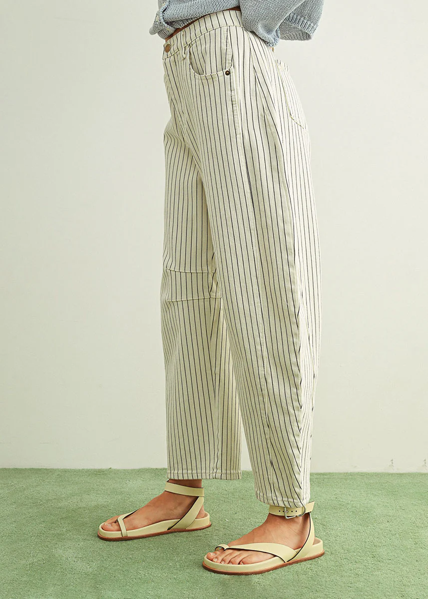 Paige Pinstripe Barrel - White & Black - Image 2