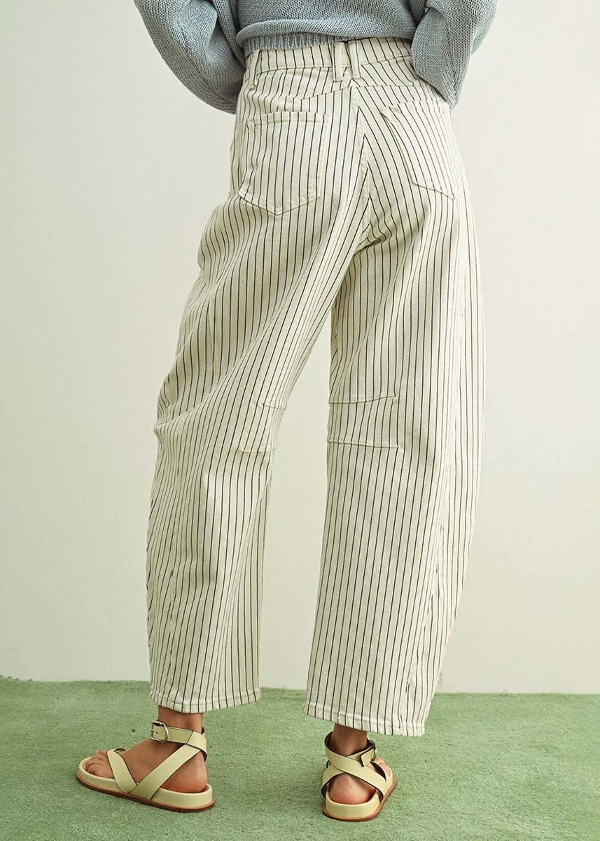 Paige Pinstripe Barrel - White & Black - Image 3