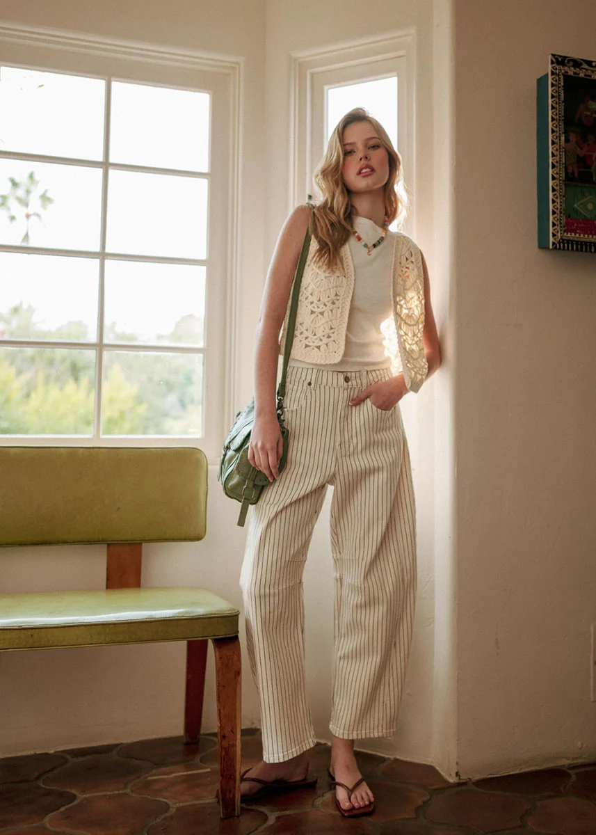Paige Pinstripe Barrel - White & Black - Image 5