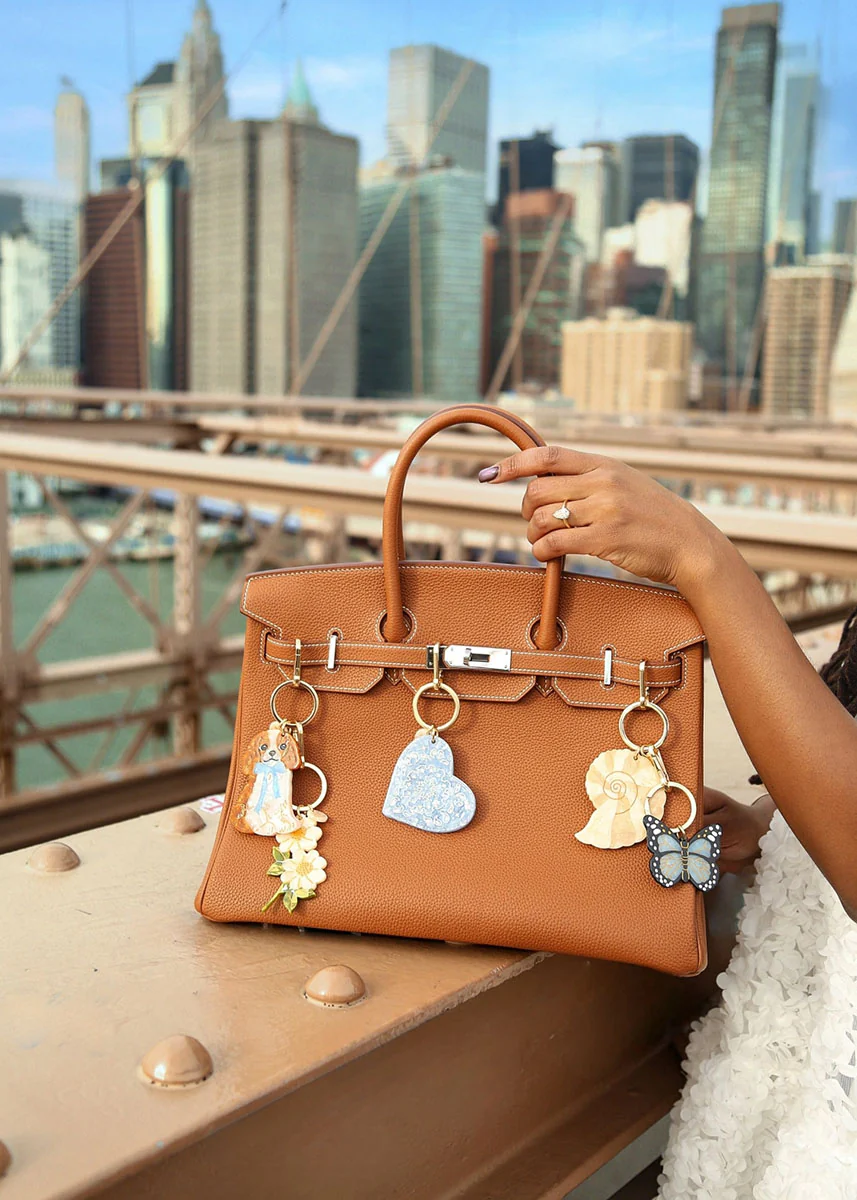 Paisley Heart Bag Charm Keychain - Blue - Image 2