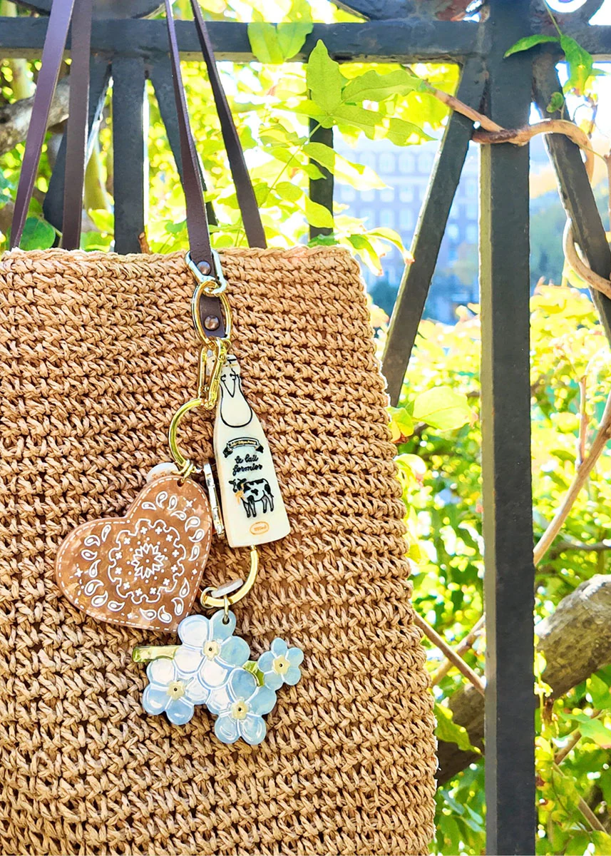 Paisley Heart Bag Charm Keychain - Brown - Image 2