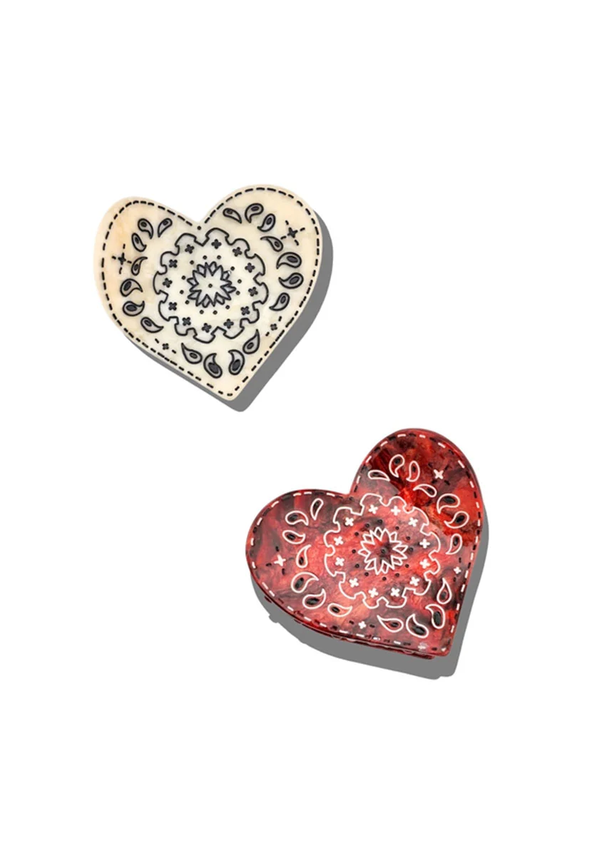 Paisley Heart Claw Clip - Black & White - Image 5