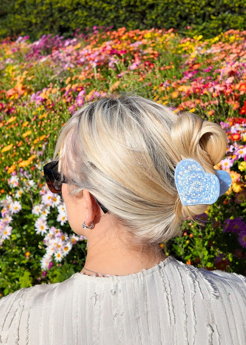 Paisley Heart Claw Clip - Blue - Image 3