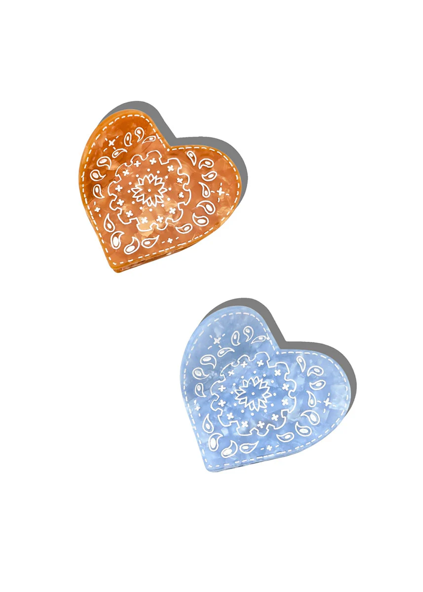 Paisley Heart Claw Clip - Blue - Image 4