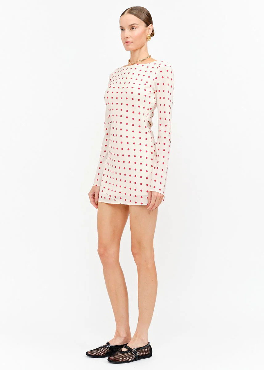 Palermo Polka Dot Mini Dress - Cream - Image 2
