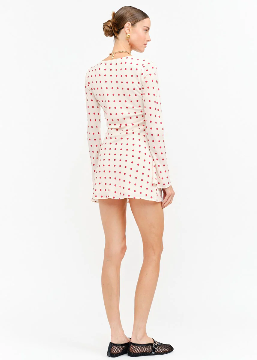 Palermo Polka Dot Mini Dress - Cream - Image 3