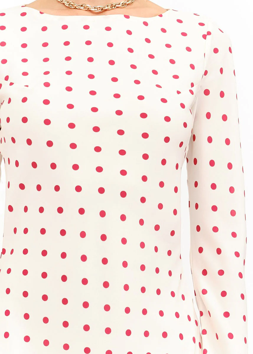 Palermo Polka Dot Mini Dress - Cream - Image 4