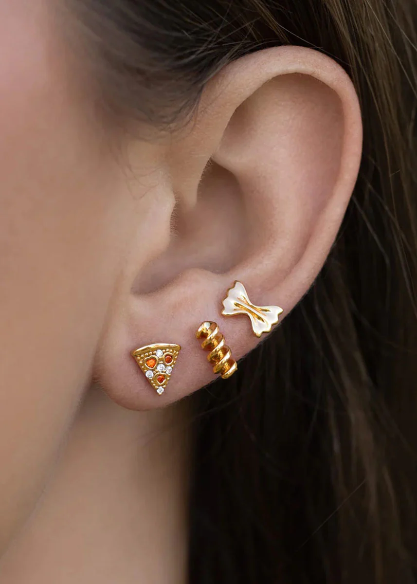 Pepperoni Pizza Studs - Gold - Image 4