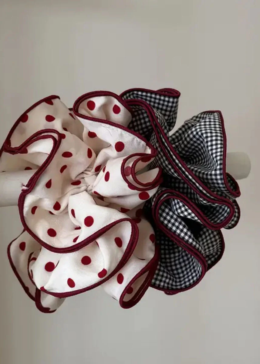 Black Gingham Ruffled Scrunchie - Image 2
