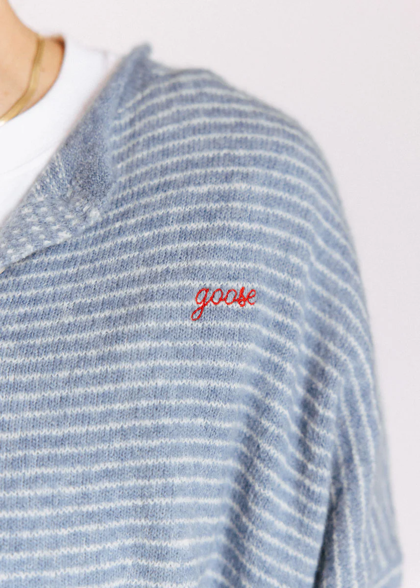 Piper Pin Striped Cardigan - Dusty Blue - Image 3