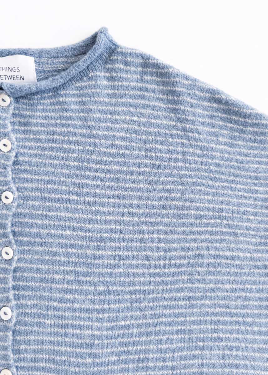 Piper Pin Striped Cardigan - Dusty Blue - Image 5