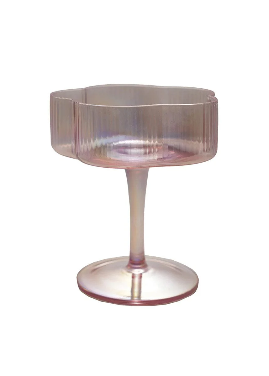 Pleated Flower Coupe Glass - Pink - Image 2