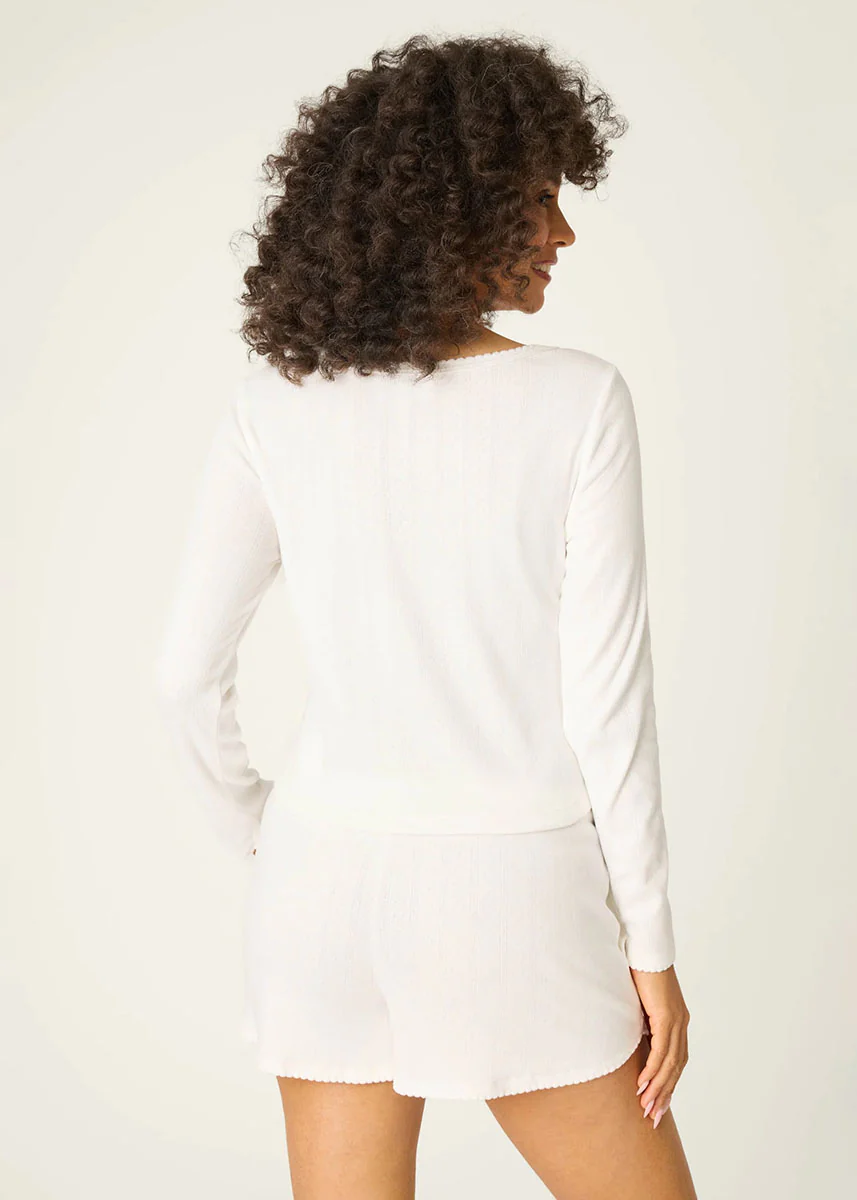 Pointelle Essentials L/S Top - Ivory - Image 3