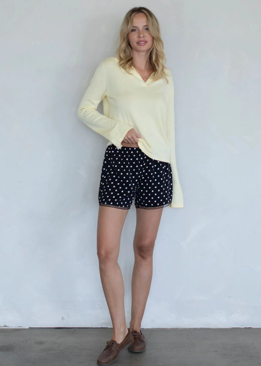 Polly Polka Dot Satin Shorts - Black - Image 4